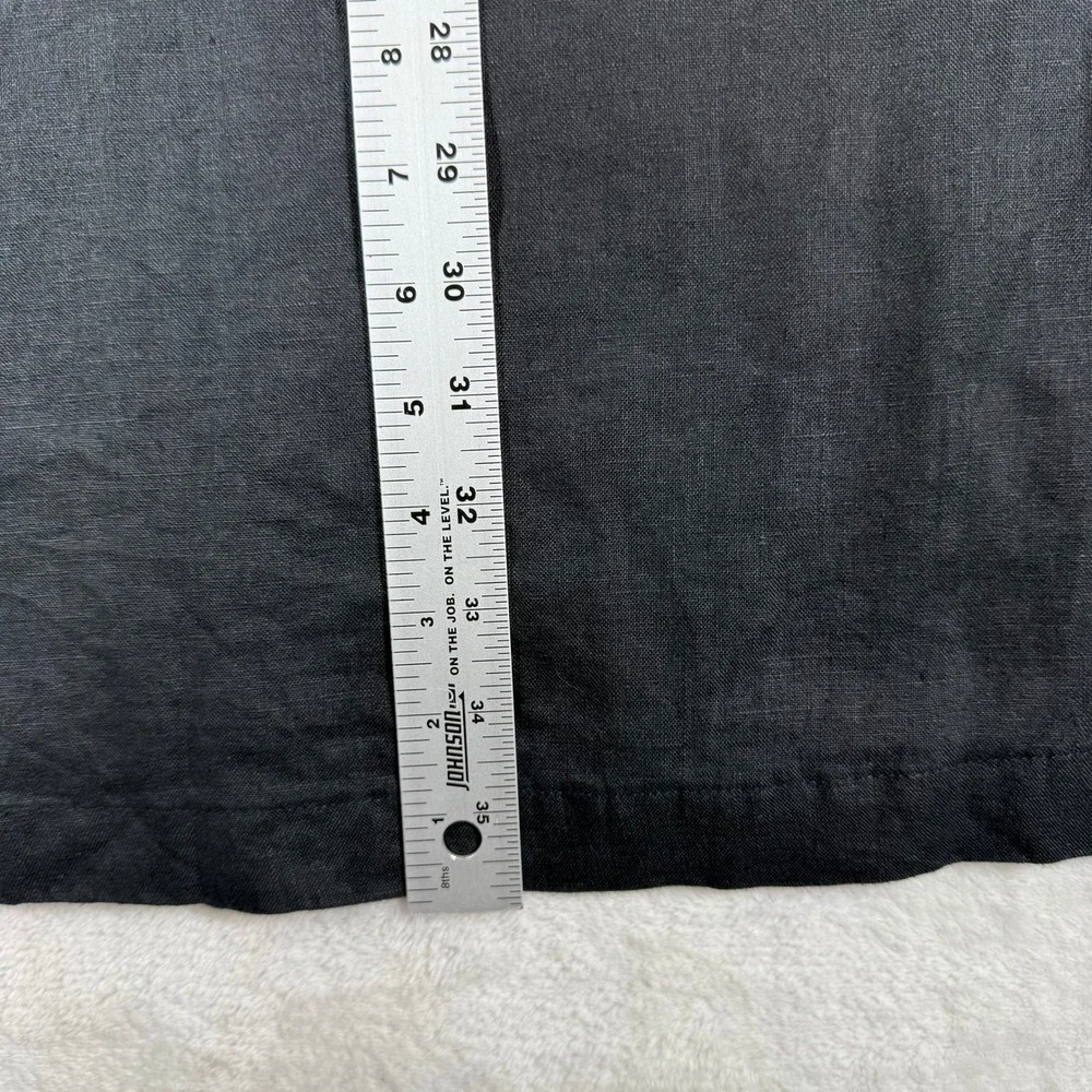 Quince 100% European Linen Maxi Skirt Black Side Slit Pockets Small MIVN004